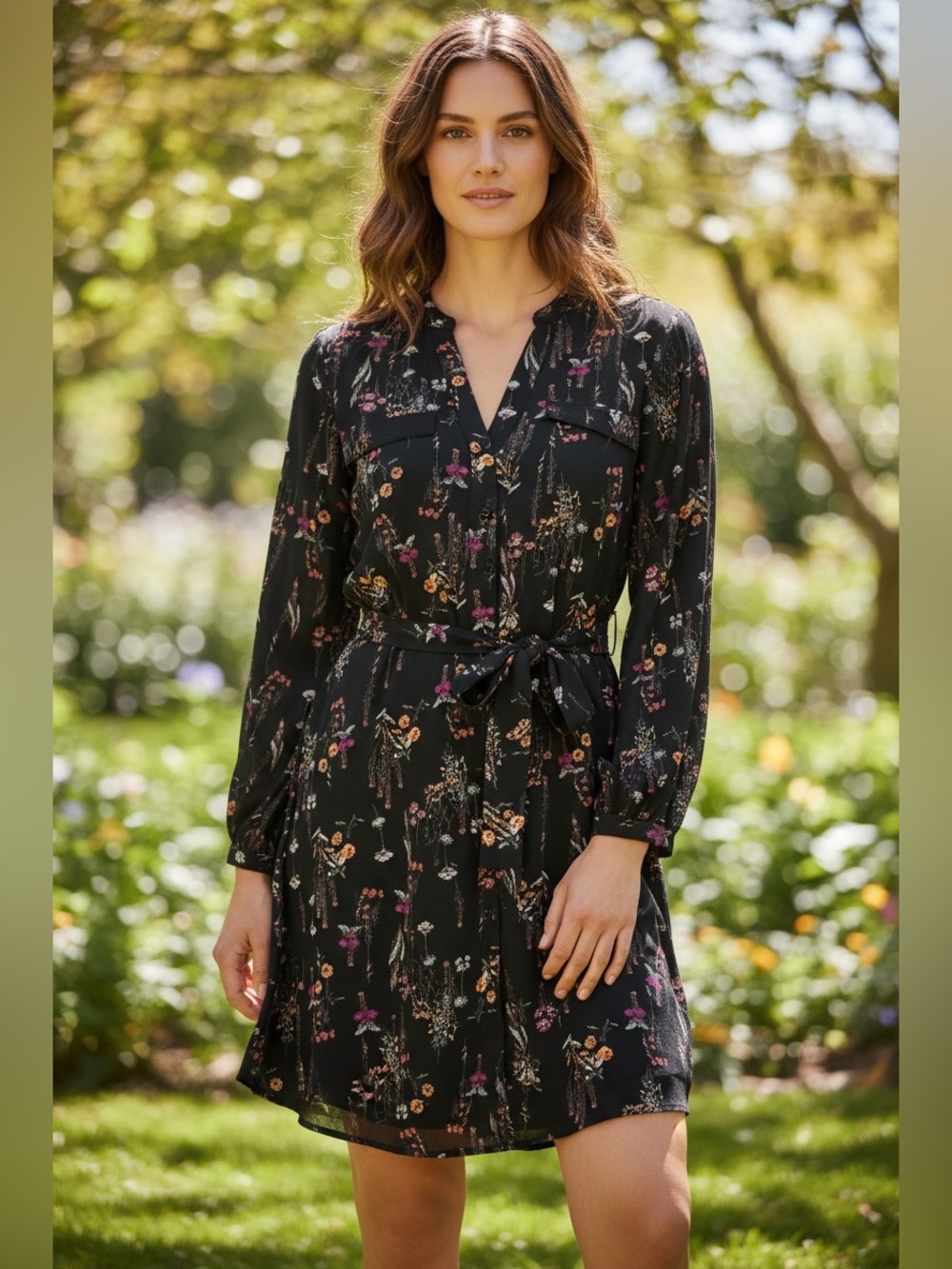 Everly Self Tie Floral Shirt Dress (CdlG)